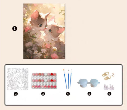 Visual Artwork "Cute Cat DIY digital painting kit, handmade artwork for adults, oil color hand-painted."