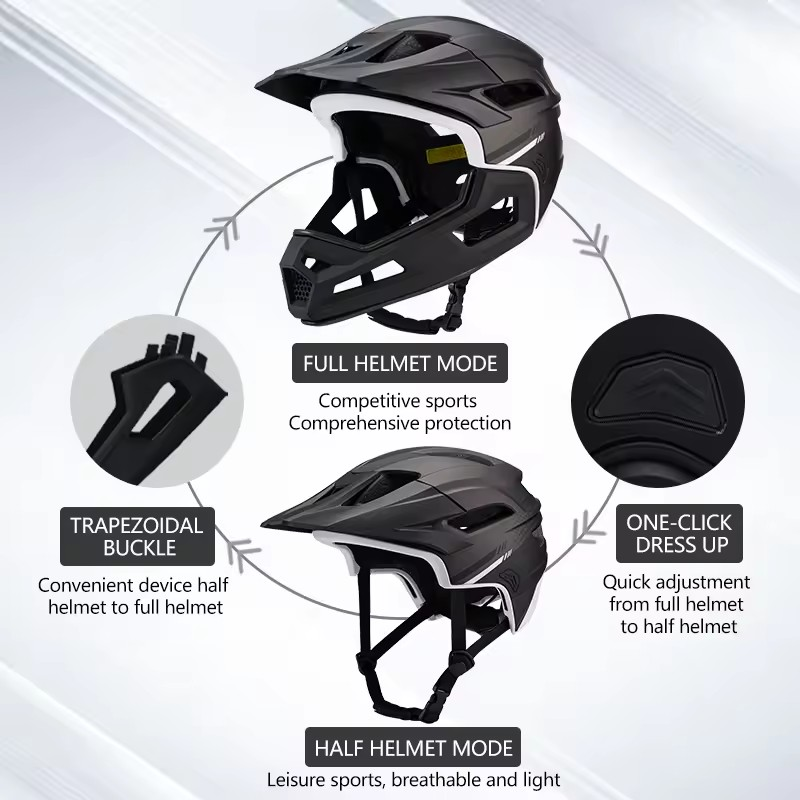 Downhill Cycle MTB Fullface Helmet Detachable Chin Pad Mountain Bike Full Face Helmet For Bike Bicycle Helmet Full Face