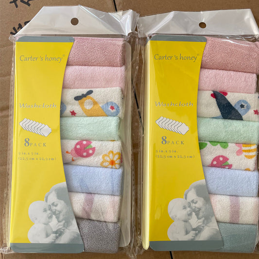 Cross-border small square towel baby drool towel small towel baby small handkerchief feeding towel 8 strips pack