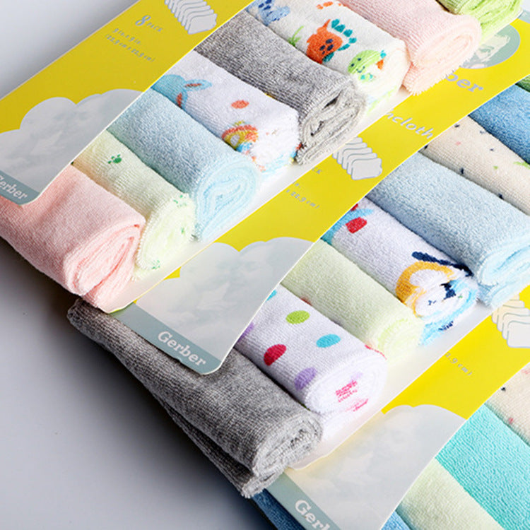 Cross-border small square towel baby drool towel small towel baby small handkerchief feeding towel 8 strips pack