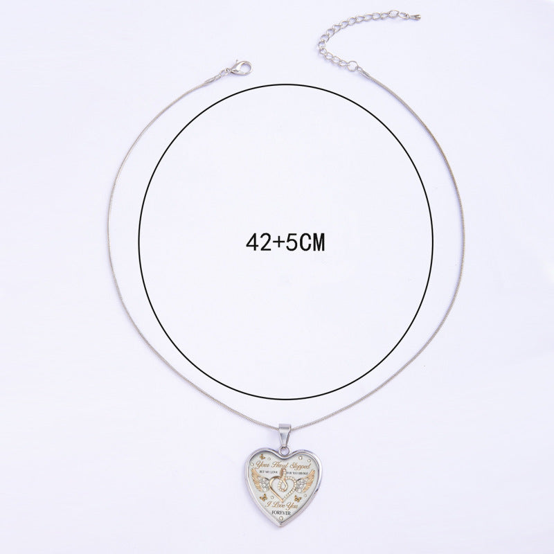 New drop glue peach heart necklace for your love never stops letter collar trend elegant women's style