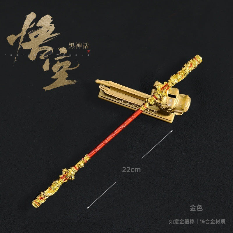 Black myth Monkey King game peripheral toys hand do direct attack on Destiny Golden Cudgels 30CM all metal arts and crafts decoration