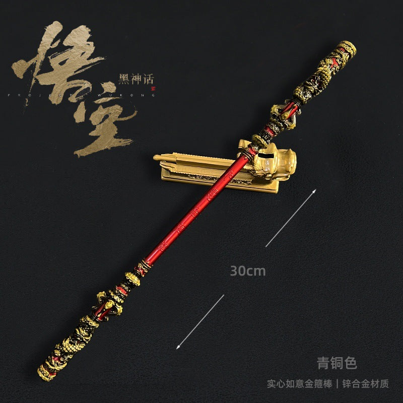 Black myth Monkey King game peripheral toys hand do direct attack on Destiny Golden Cudgels 30CM all metal arts and crafts decoration