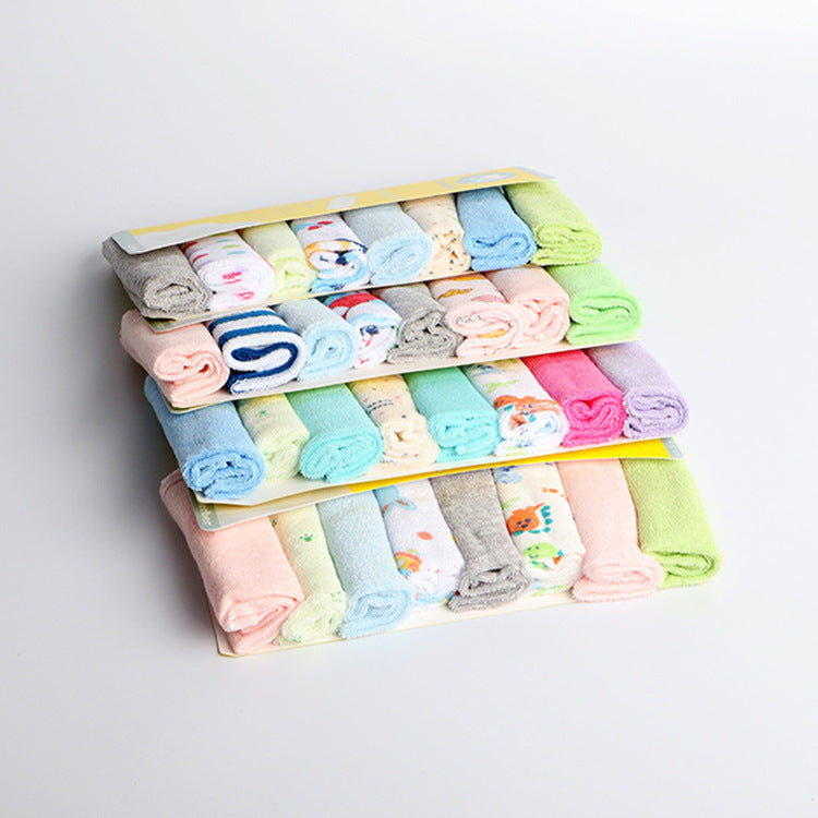 Cross-border small square towel baby drool towel small towel baby small handkerchief feeding towel 8 strips pack