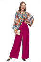 Chic French-inspired set: fashionable printed top and wide-leg trousers, perfect for a stylish, elegant look.