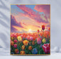 Sunset Rose DIY digital oil painting kit, hand-painted acrylic landscape fill color.