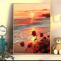 Sunset Rose DIY digital oil painting kit, hand-painted acrylic landscape fill color.