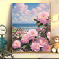 Sunset Rose DIY digital oil painting kit, hand-painted acrylic landscape fill color.