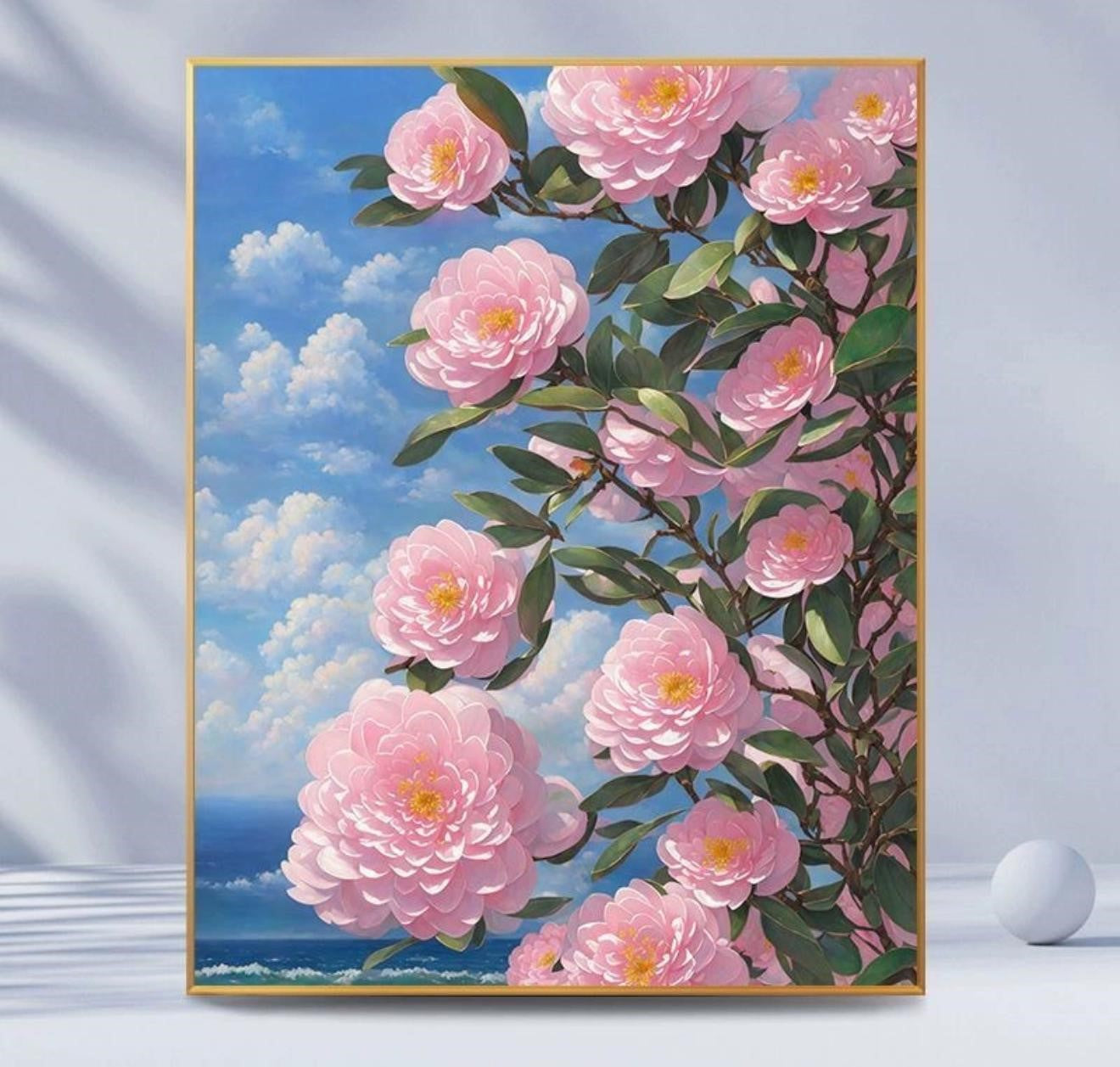 Sunset Rose DIY digital oil painting kit, hand-painted acrylic landscape fill color.