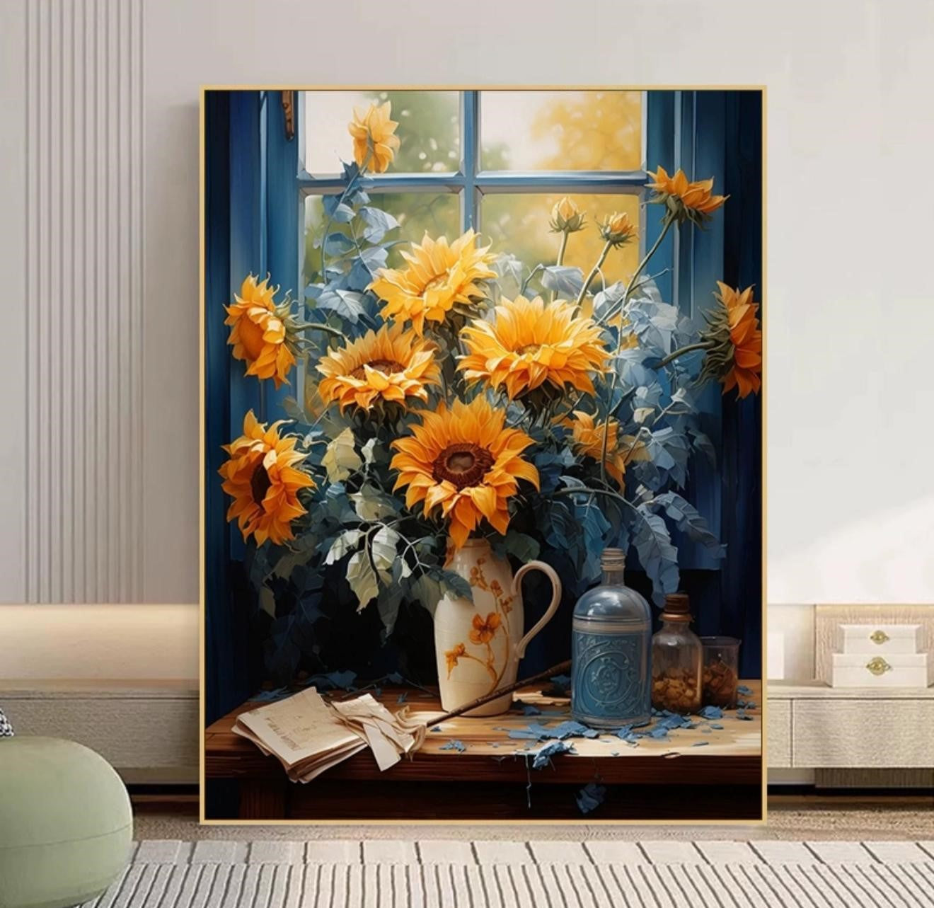 "Sunflower DIY digital oil painting kit, hand-painted color, new style handmade for adults."