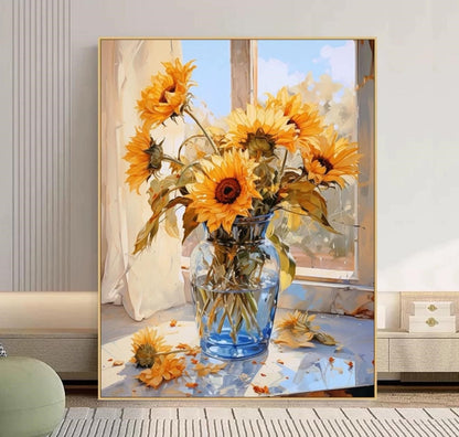 "Sunflower DIY digital oil painting kit, hand-painted color, new style handmade for adults."