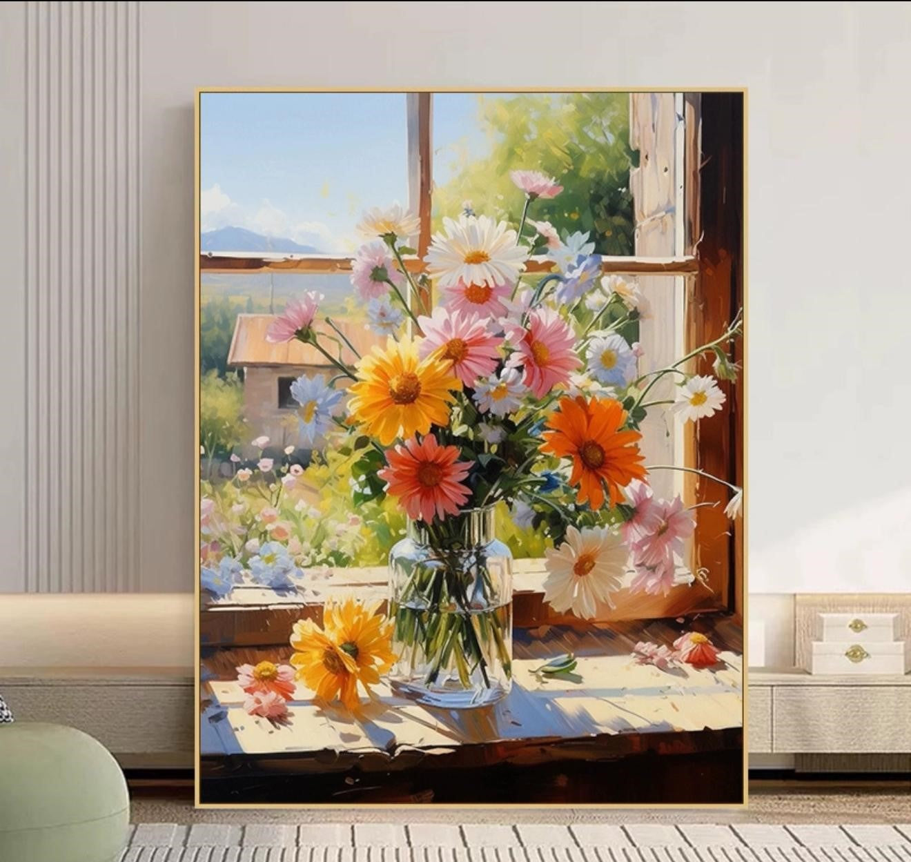 "Sunflower DIY digital oil painting kit, hand-painted color, new style handmade for adults."