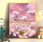 Sunset Rose DIY digital oil painting kit, hand-painted acrylic landscape fill color.