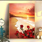 Sunset Rose DIY digital oil painting kit, hand-painted acrylic landscape fill color.