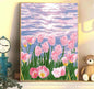 Sunset Rose DIY digital oil painting kit, hand-painted acrylic landscape fill color.