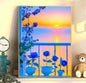 Sunset Rose DIY digital oil painting kit, hand-painted acrylic landscape fill color.