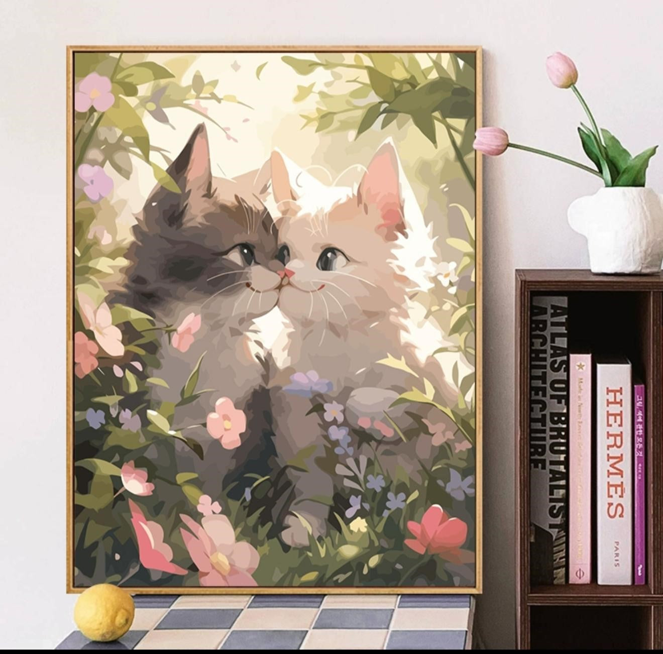 Visual Artwork "Cute Cat DIY digital painting kit, handmade artwork for adults, oil color hand-painted."