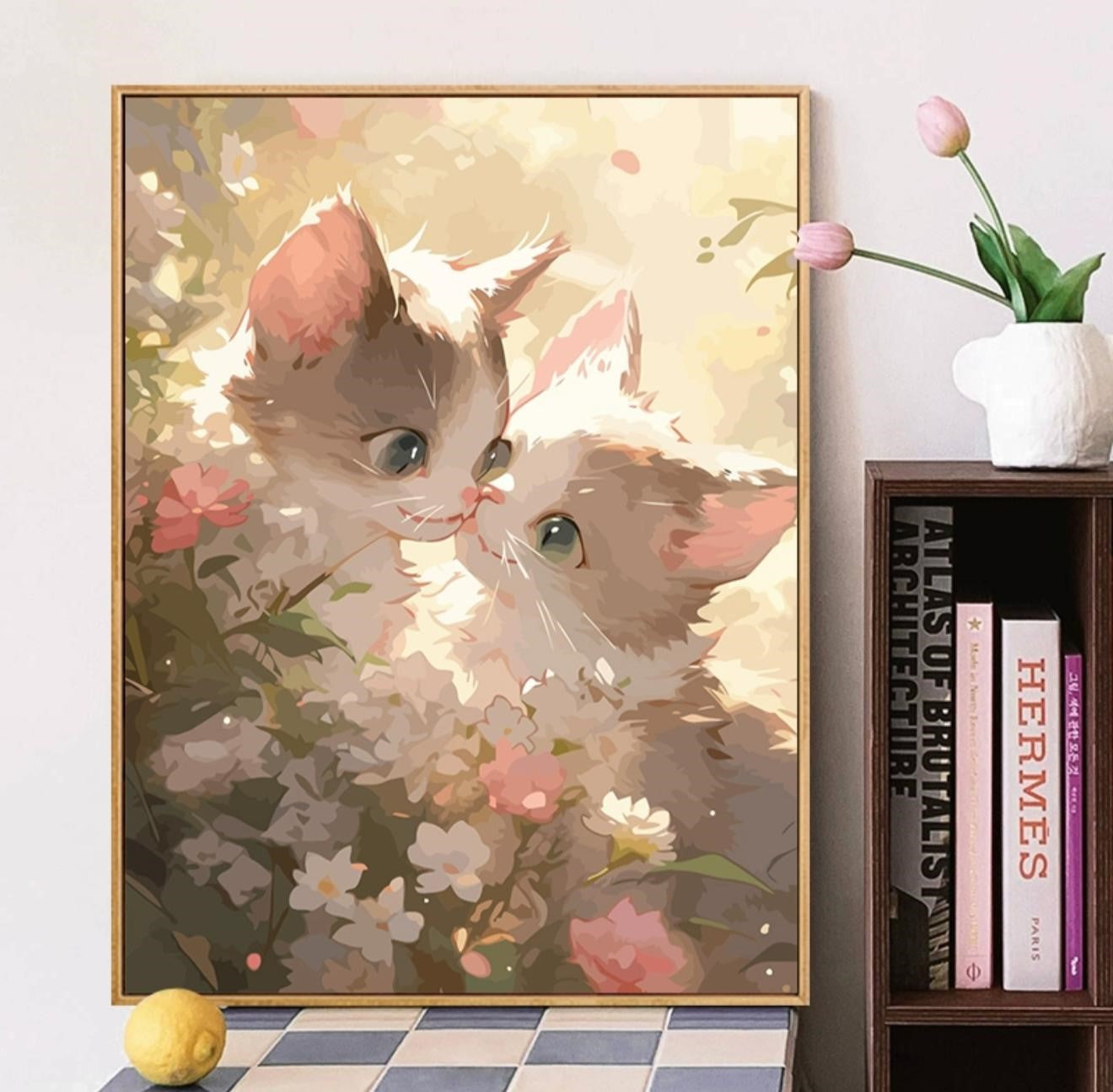 Visual Artwork "Cute Cat DIY digital painting kit, handmade artwork for adults, oil color hand-painted."