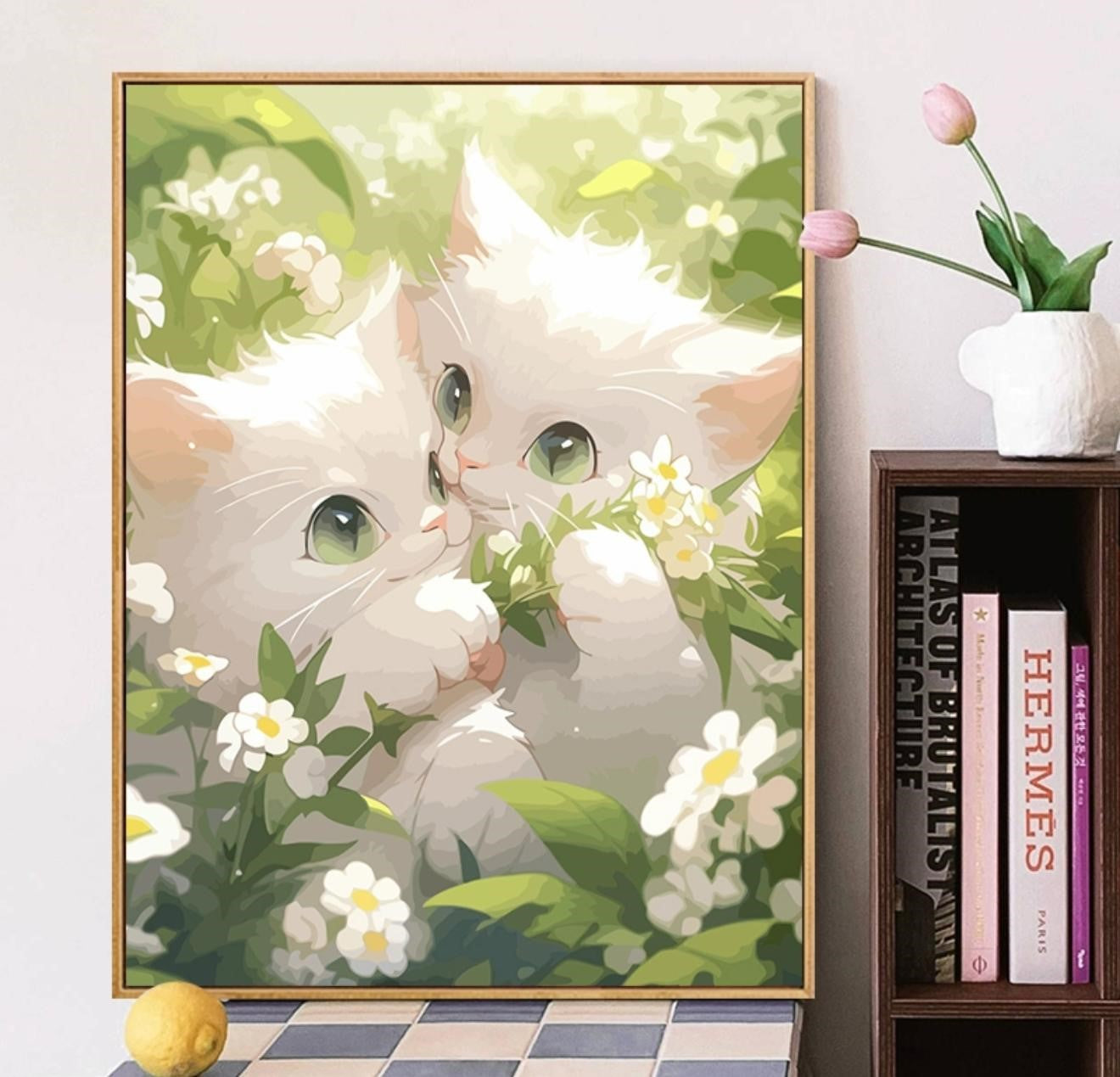 Visual Artwork "Cute Cat DIY digital painting kit, handmade artwork for adults, oil color hand-painted."