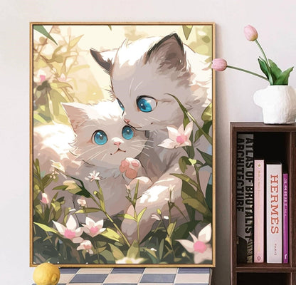 Visual Artwork "Cute Cat DIY digital painting kit, handmade artwork for adults, oil color hand-painted."