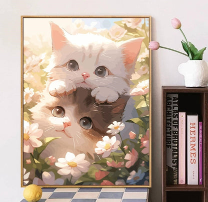 Visual Artwork "Cute Cat DIY digital painting kit, handmade artwork for adults, oil color hand-painted."