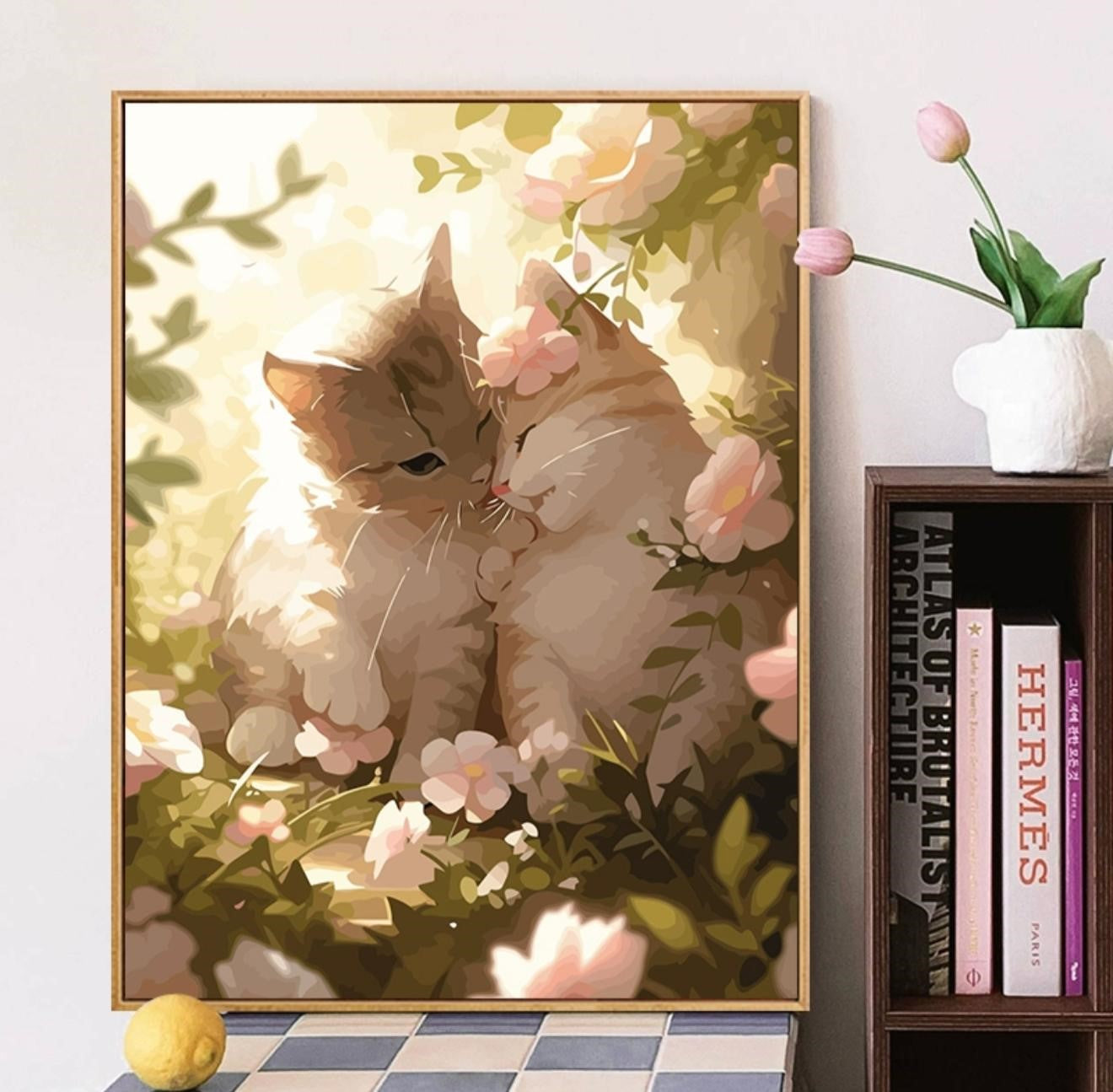 Visual Artwork "Cute Cat DIY digital painting kit, handmade artwork for adults, oil color hand-painted."