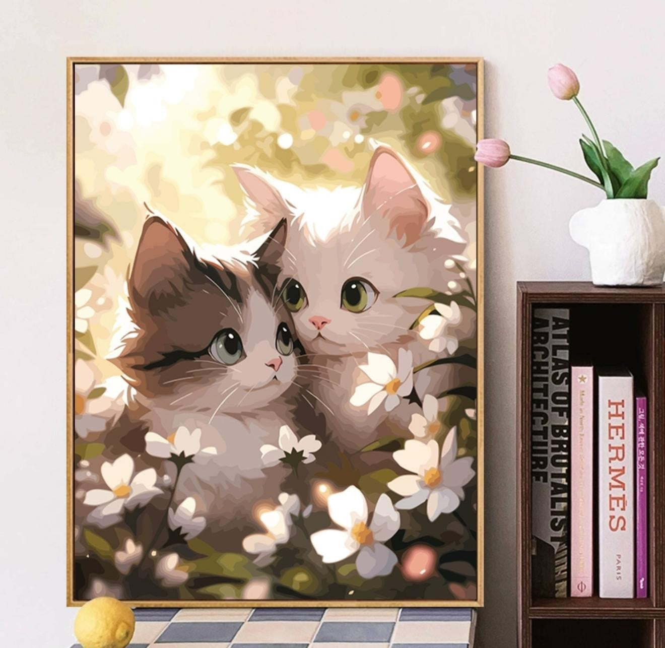 Visual Artwork "Cute Cat DIY digital painting kit, handmade artwork for adults, oil color hand-painted."