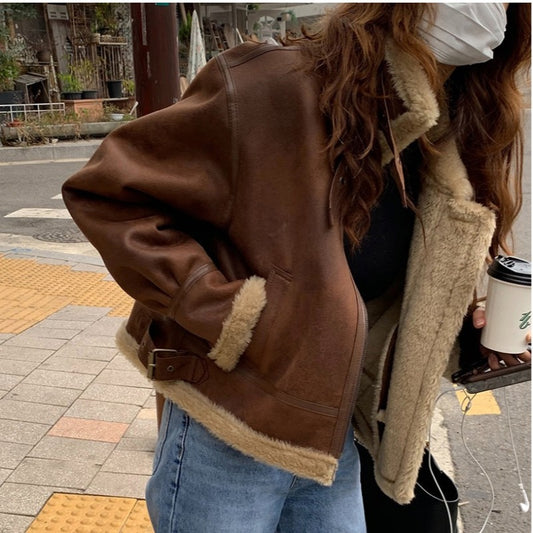 Quality spot winter new South Korea imitation fur body thickened warm imitation leather jacket locomotive clothing