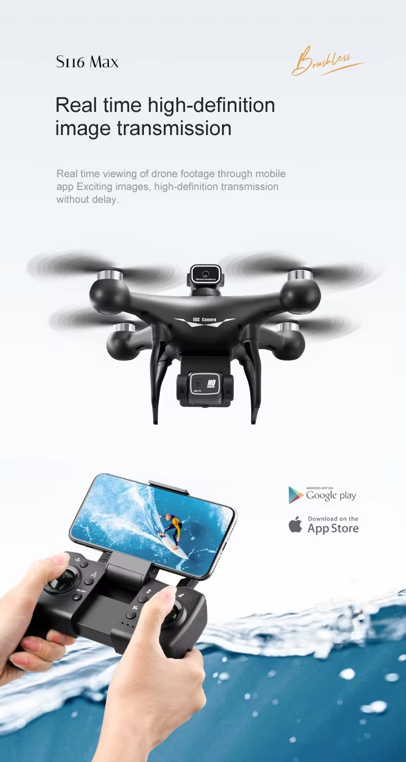 New S116 mini drone 8K dual camera Obstacle avoidance optical flow foldable Wifi Brushless motor Dron Quadcopter