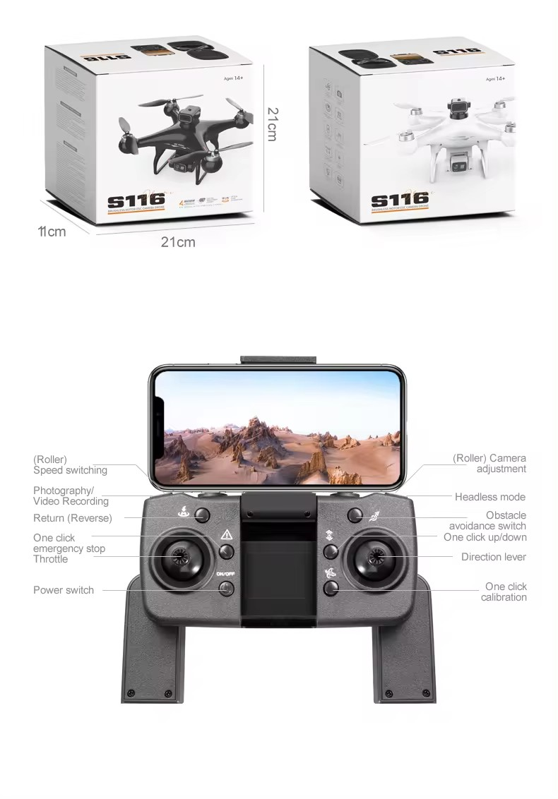 New S116 mini drone 8K dual camera Obstacle avoidance optical flow foldable Wifi Brushless motor Dron Quadcopter