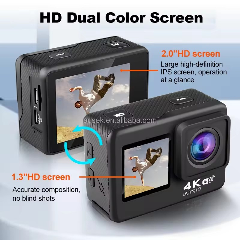 OEM 4K FHD Action Camera 2.0 Inch Screen Zoom Video Shooting 30m Waterproof Pro Sports Cam Digital Camcorder