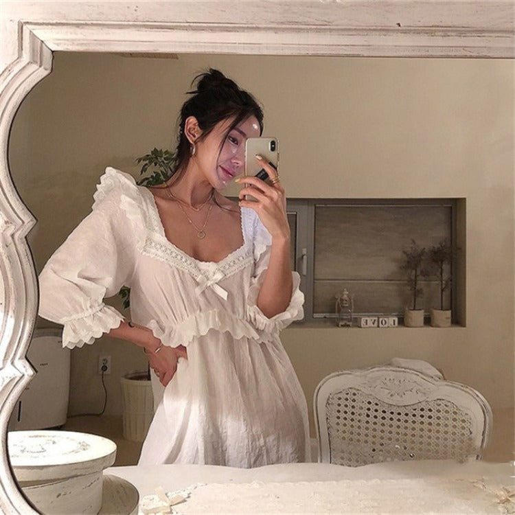 Korean version chic summer new women's foreign trade sexy lace lace home sleeping skirt home clothes wholesale